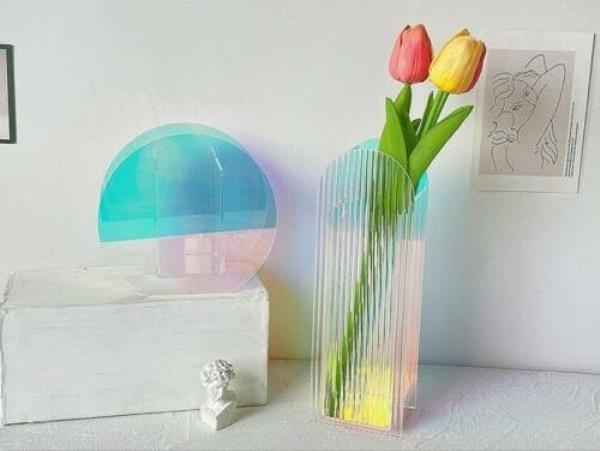 Modern Acrylic Lacer Colourful Tall Wave Arch Flower Vase