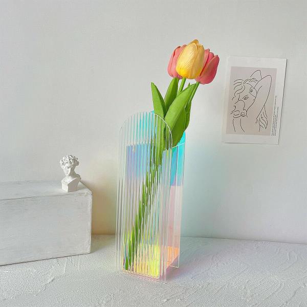 Modern Acrylic Lacer Colourful Tall Wave Arch Flower Vase