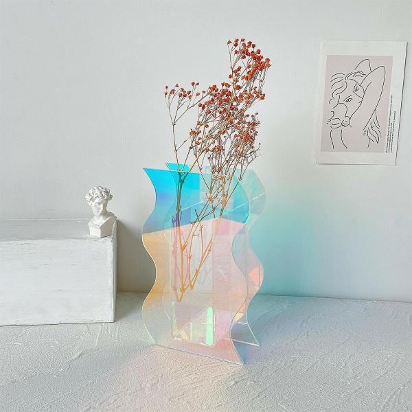 Modern Acrylic Lacer Colourful Tall Wave Arch Flower Vase