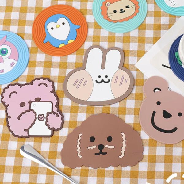 2 Pieces Cute Cartoon Silicone Cup Coaster