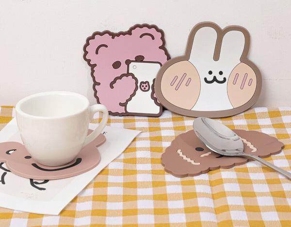 2 Pieces Cute Cartoon Silicone Cup Coaster