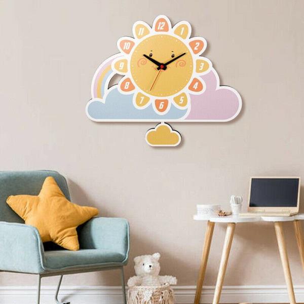 Cartoon Wood Wall Pendulum Clock