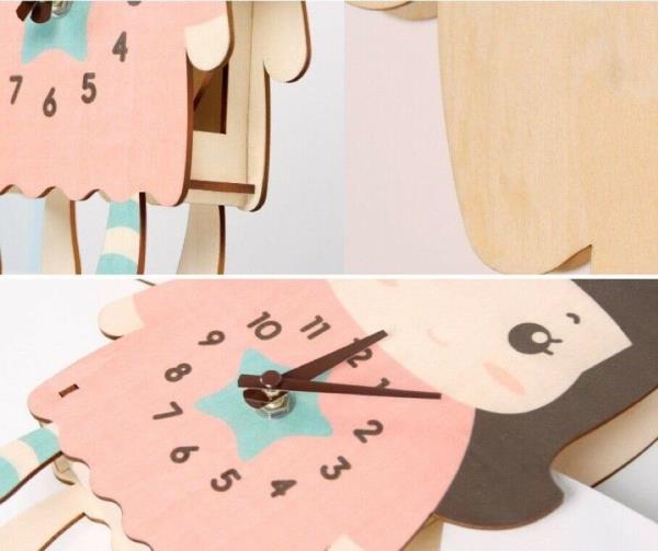 Kids Swing Pendulum Wooden Wall Clock