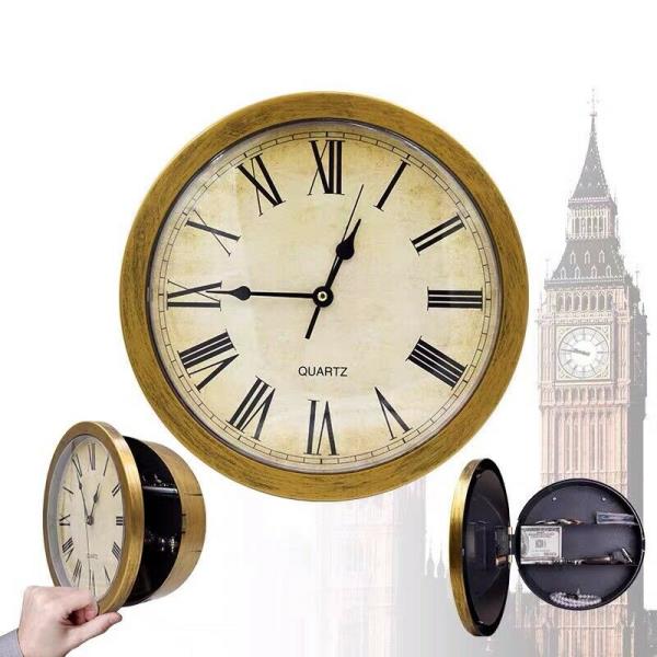 Retro Multifunction Storage Safe Security Box Wall Clock