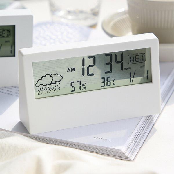 LCD White Digital Multifunction Clock