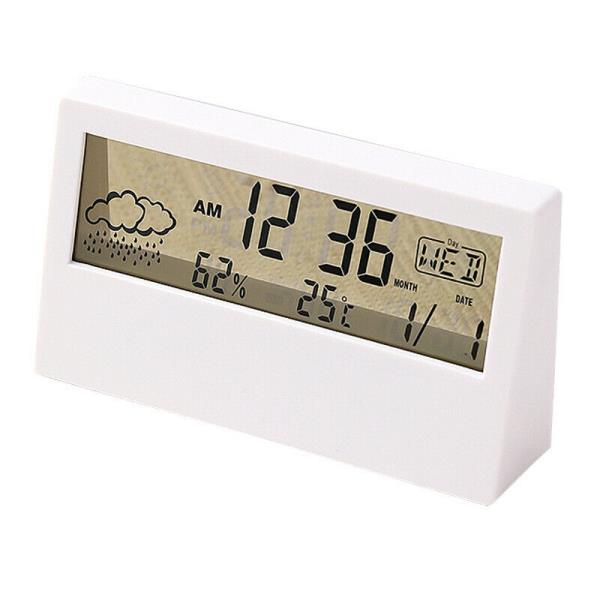 LCD White Digital Multifunction Clock