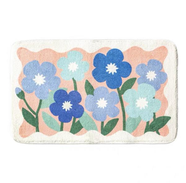 Flower Faux Cashmere Floor Mat