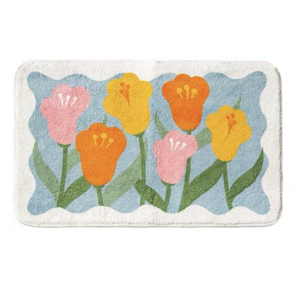 Flower Faux Cashmere Floor Mat