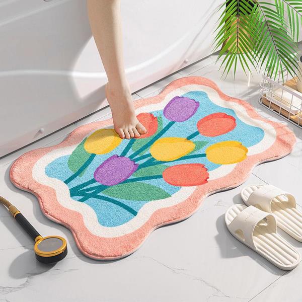 Flower Faux Cashmere Floor Mat