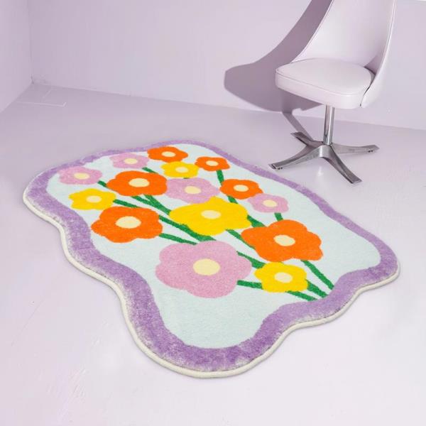 Flower Faux Cashmere Floor Mat