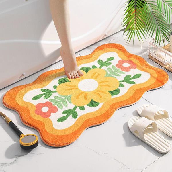 Flower Faux Cashmere Floor Mat