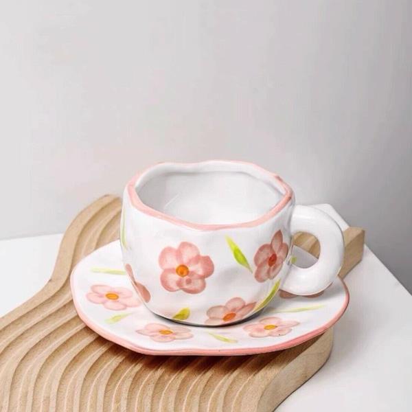 Fairy Handmade Pink Flower Ceramic Cup