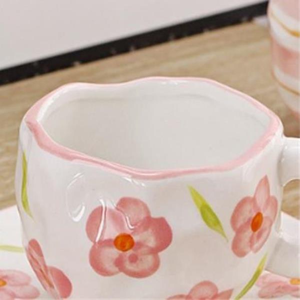 Fairy Handmade Pink Flower Ceramic Cup