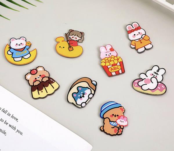 8 Cute Cartoon Animal Acrylic Fridge Magnets