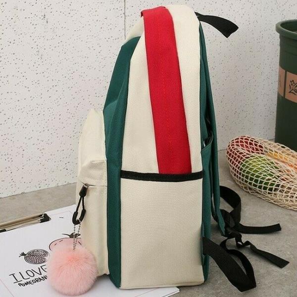 4 Pcs Canvas Plaid School Backpack Set