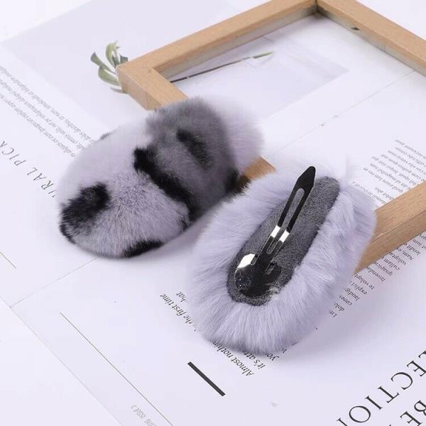 Winter Candy Leopard Print Fluffy Rabbit Hair Clip