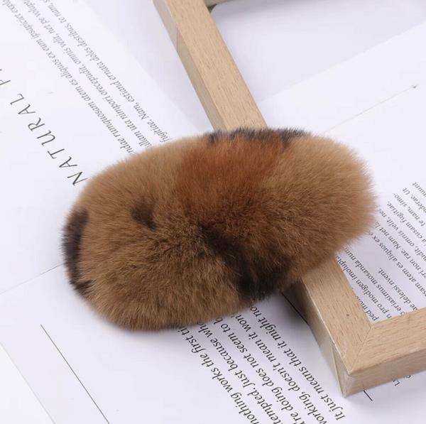 Winter Candy Leopard Print Fluffy Rabbit Hair Clip