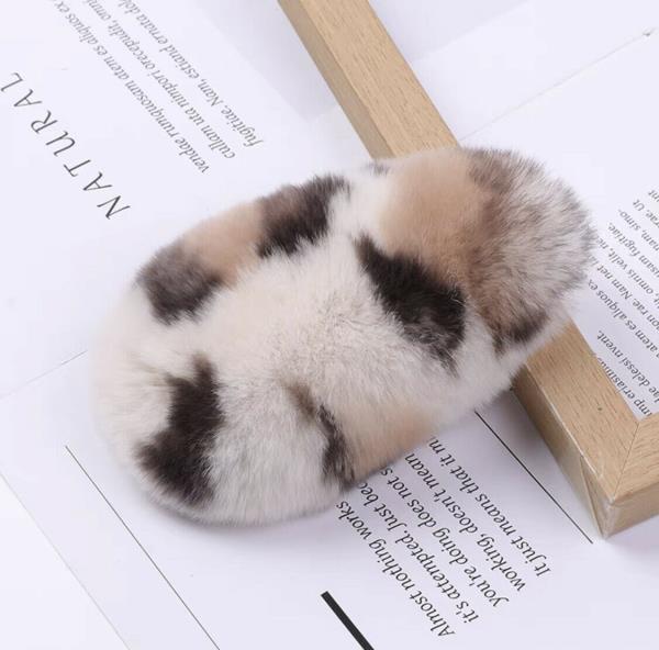 Winter Candy Leopard Print Fluffy Rabbit Hair Clip