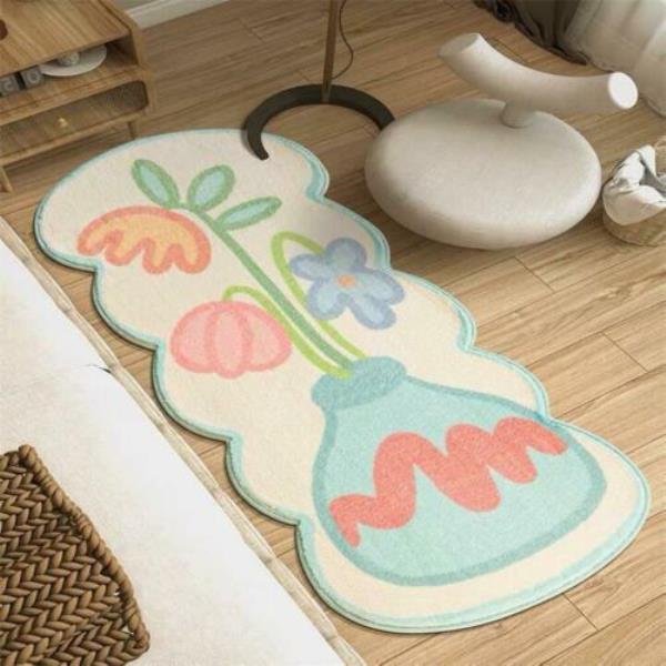 Flower Soft Faux Lamb Wool Long Floor Mat