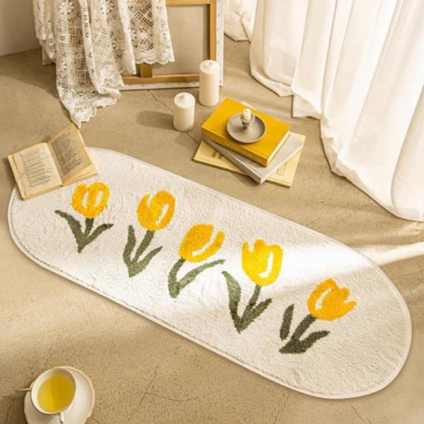 Flower Soft Faux Lamb Wool Long Floor Mat