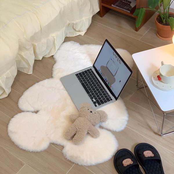 Soft Faux Rabbit Fur Cartoon Bear Floor Rug