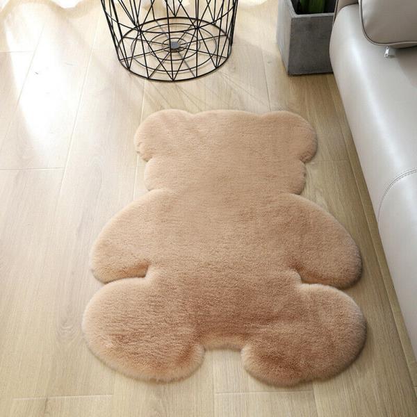 Soft Faux Rabbit Fur Cartoon Bear Floor Rug