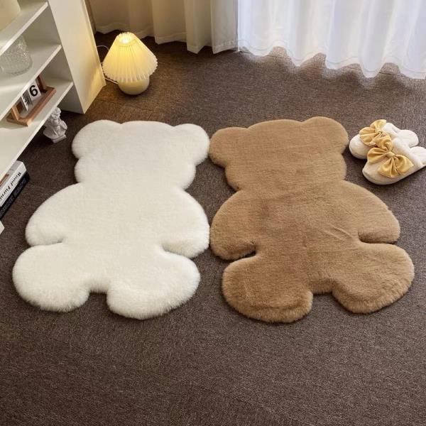 Soft Faux Rabbit Fur Cartoon Bear Floor Rug