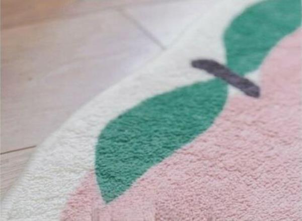 Cartoon Pink Peach Round Anti Slip Floor Soft Rug