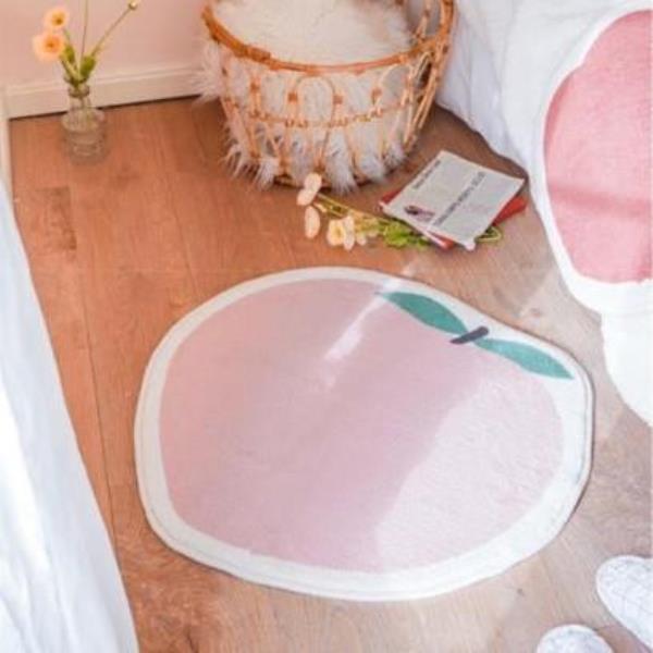 Cartoon Pink Peach Round Anti Slip Floor Soft Rug