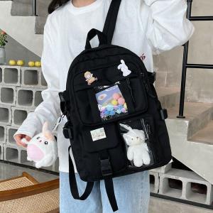 5 Pcs Plaid Pattern School Library Backpack Set