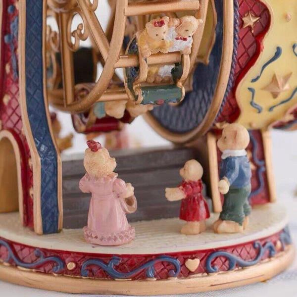 Retro Vintage Ferris Wheel Bear Rotate Music Box