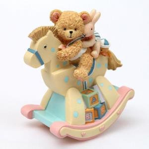 Cartoon Bear Rabbit Rocking Chair Rotate Music Box