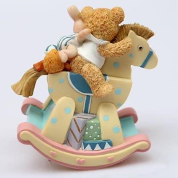 Cartoon Bear Rabbit Rocking Chair Rotate Music Box