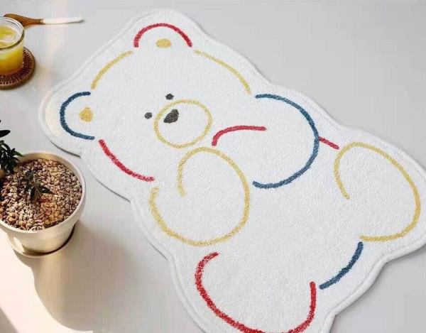 Cartoon Bear Long Faux Cashmere Floor Rug