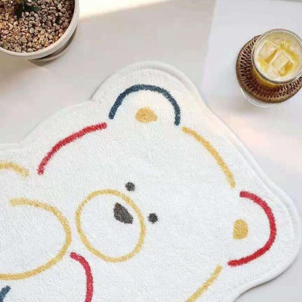 Cartoon Bear Long Faux Cashmere Floor Rug