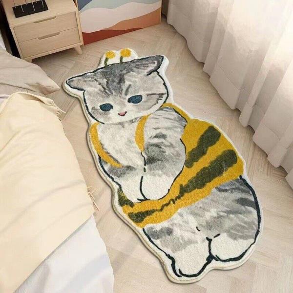 Cartoon Cat Long Fur Floor Rug