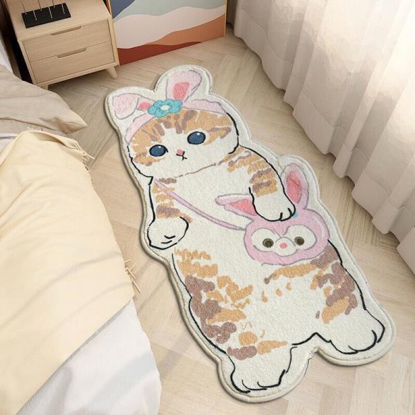 Cartoon Cat Long Fur Floor Rug