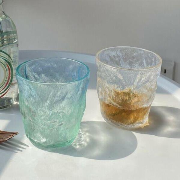 2 Short Ice Bark Glass Cups