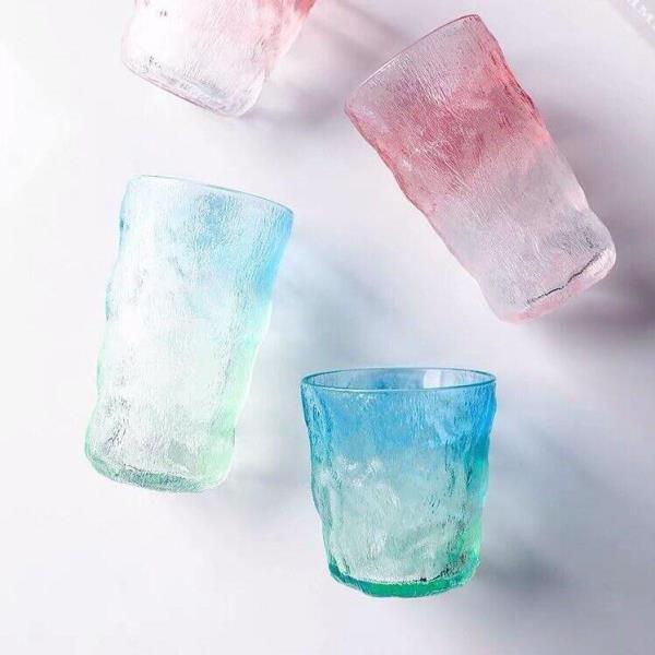 2 Short Ice Bark Glass Cups