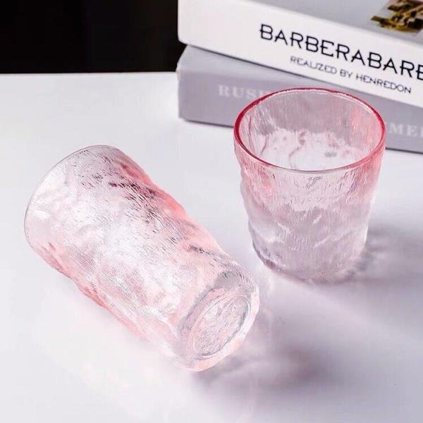 2 Short Ice Bark Glass Cups