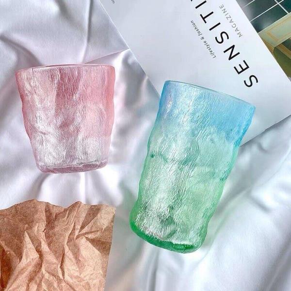 2 Short Ice Bark Glass Cups