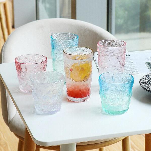 2 Short Ice Bark Glass Cups