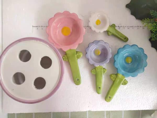 5 Colourful Ceramic Kitchen Measuring Spoons