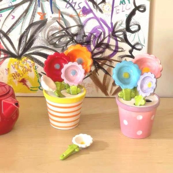 5 Colourful Ceramic Kitchen Measuring Spoons