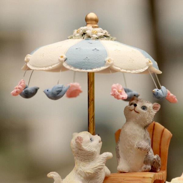 Cartoon Cat Umbrella Rotate Gift Music Box