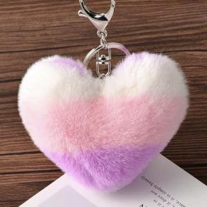 Fashion Fluffy Fur Metal Tower Ball Drop Dangle Keyring