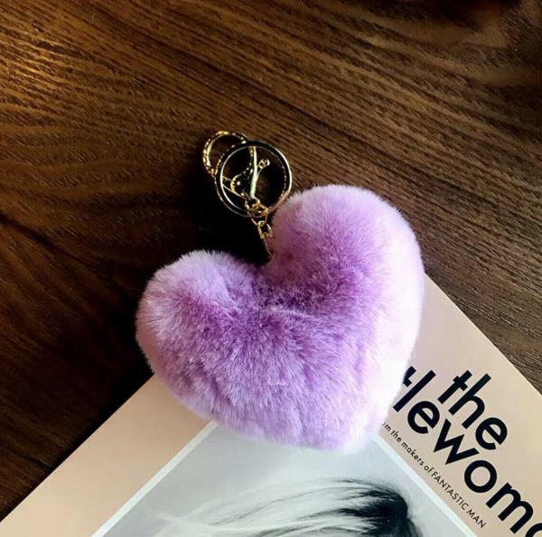 Leopard Print Fluffy Fur Heart Keychains