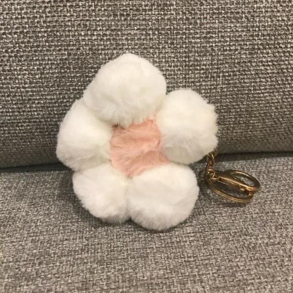 Cartoon Plush Flower Fluffy Rabbit Fur Keychain