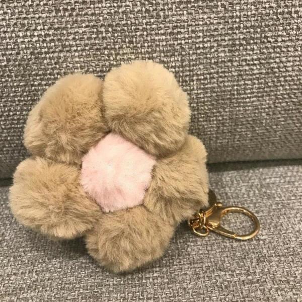 Cartoon Plush Flower Fluffy Rabbit Fur Keychain