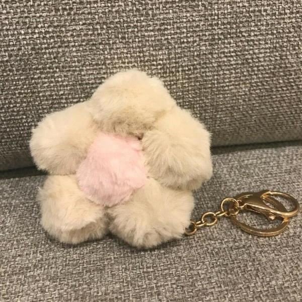 Cartoon Plush Flower Fluffy Rabbit Fur Keychain